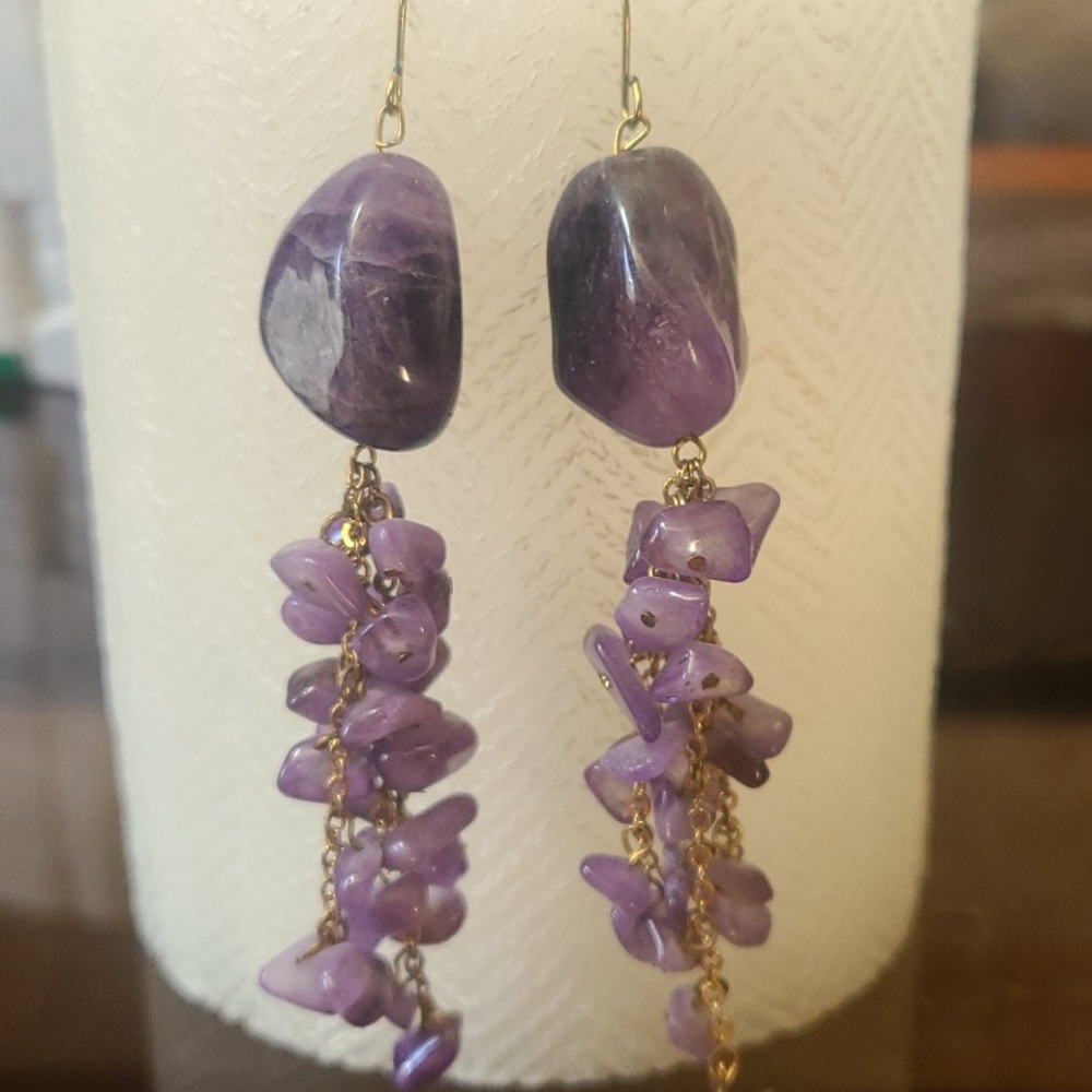 Purple stone earrings